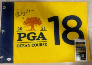 PGA Championship 2021 PHIL MICKELSON Firmado KIWAH Pin Bandera JSA - Imagen 1 de 1