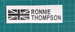 2 X PERSONALISED ENGLAND FLAG BIKE FRAME NAME STICKERS. - Picture 1 of 8