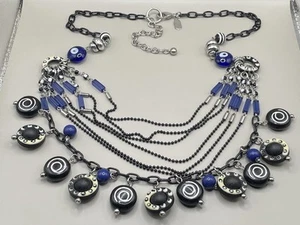 Treska Women’s Pendant Necklace Wood Artisan Evil Eye Chunky - Picture 1 of 8