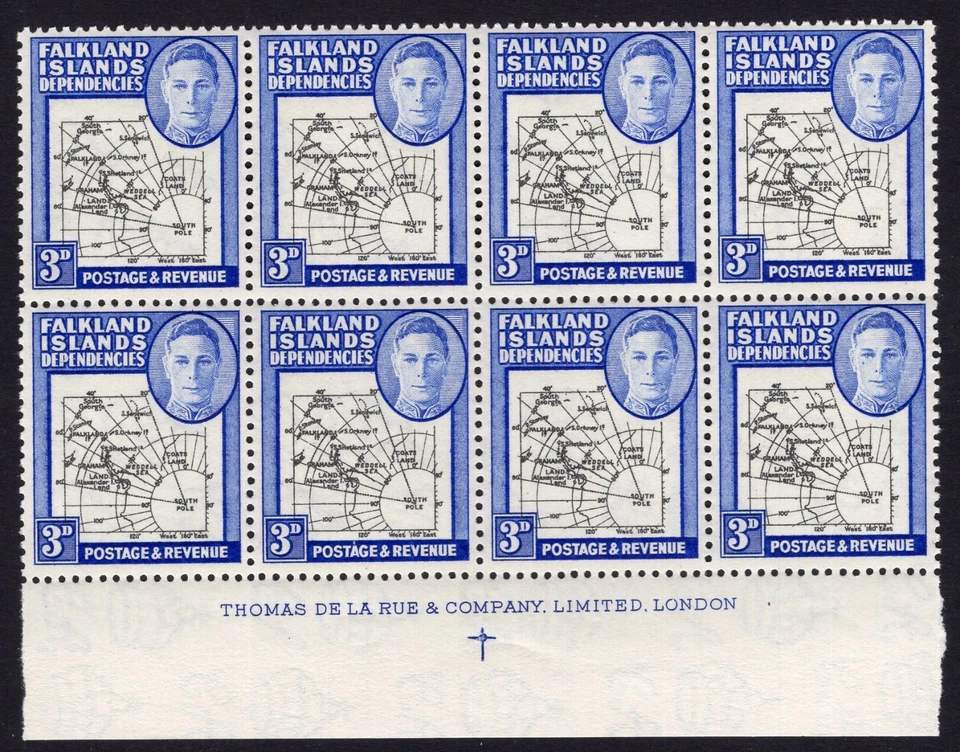 FALKLAND IS DEPS 1946-49 MAPA GRUESO IMPRESIÓN 3D BLOQUE DE 8 PERFUMES VARIEDAD "LÁGRIMA" Foto 1 de 1