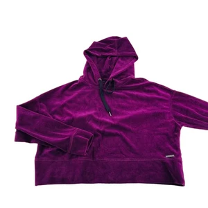 Calvin Klein Performance Damen Hoodie Velour Samt Lila Größe L cropped - Bild 1 von 5