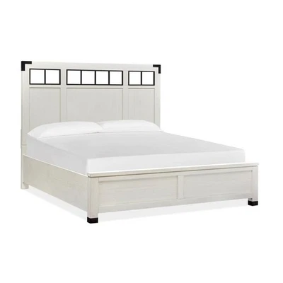 Cabecero Magnussen Harper Springs Queen Panel Cama Metal/Madera en Blanco Foto 1 de 3