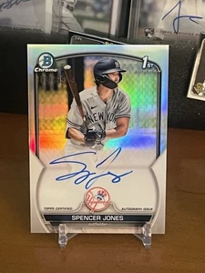 2023 1st Bowman Chrome Spencer Jones Auto Refractor /499 1st Yankees RC #CPA-SJ - Picture 1 of 2