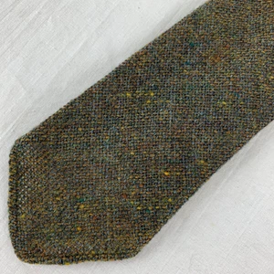 Vintage Wool Tweed Necktie Brown Dartmouth Preppy Woven in Scotland 3.25 Wide - Picture 1 of 10