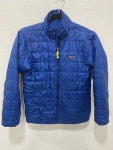 Patagonia Kids Size L 12 Zip Up Jacket Pure Primaloft Royal Blue Stains - Picture 1 of 15