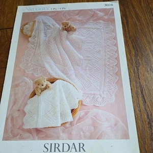 Knitting Pattern**Babies 3 or 4-ply SHAWL**Lacy**Square**Christening*SIRDAR 3028 - Picture 1 of 5