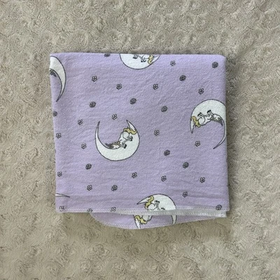 Trend Lab Unicorn Sleeping Moon Baby Recieving Blanket Purple White Flannel - Image 1 of 4