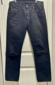 Vintage Levis 501 Jeans Mens Size 34x34 Black Denim Distressed Straight Leg 90s - Bild 1 von 18