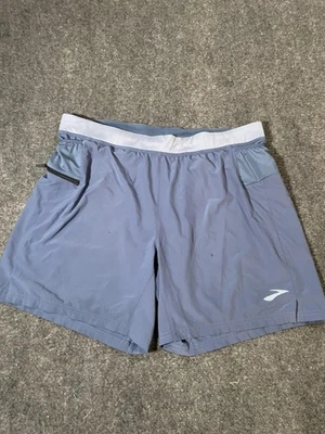 Pantalones Cortos Brooks Para Hombre XL Azul Sherpa 7" 2 en 1 Correr Atlético Forrado Entrenamiento Foto 1 de 4
