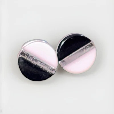Michael Kors MK Black White Silver Stainless Steel Stud Earrings Whimsigoth - Image 1 of 4
