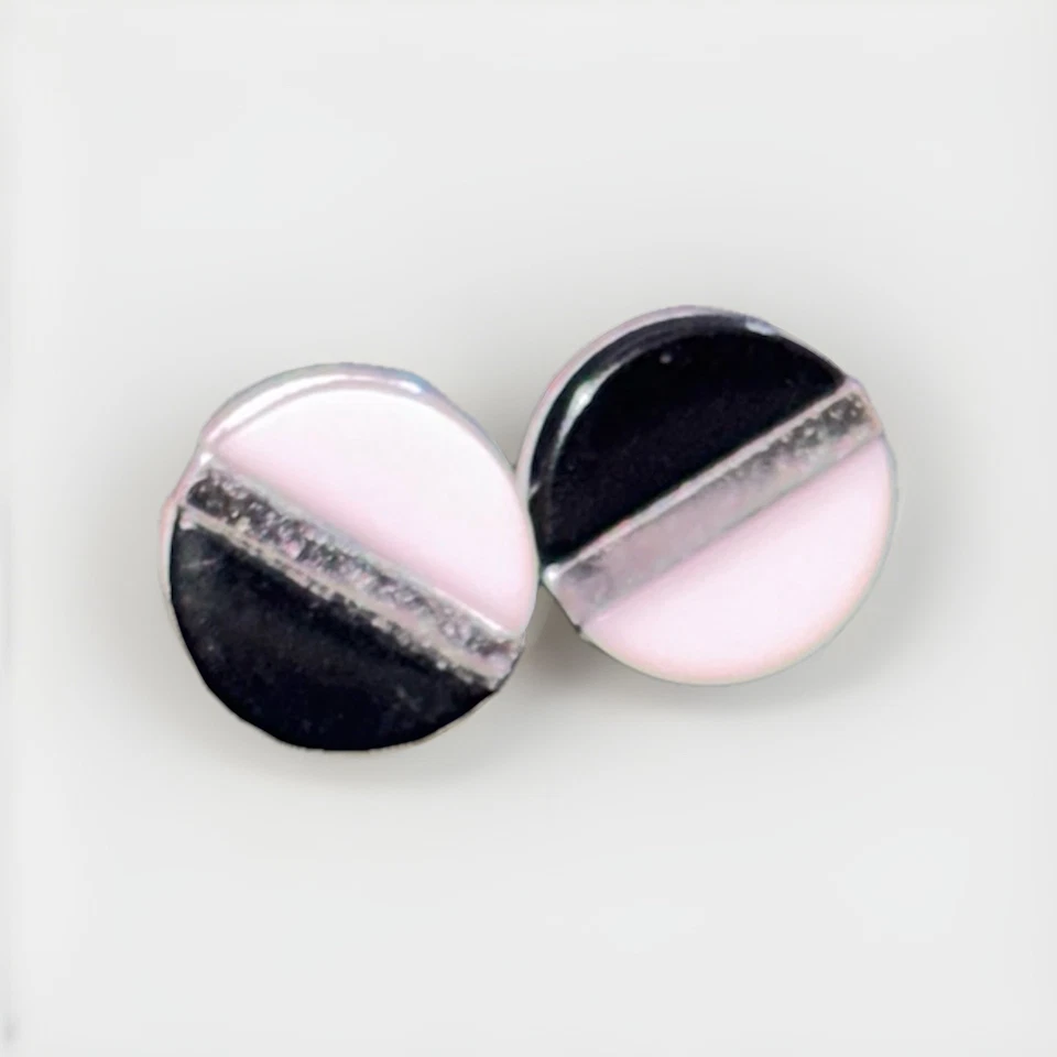 Michael Kors MK Black White Silver Stainless Steel Stud Earrings Whimsigoth - Image 1 of 4