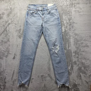 American Eagle Jeans Womens 0 25W 90s Skinny Stretch Ripped Raw Hem High Rise - Picture 1 of 12