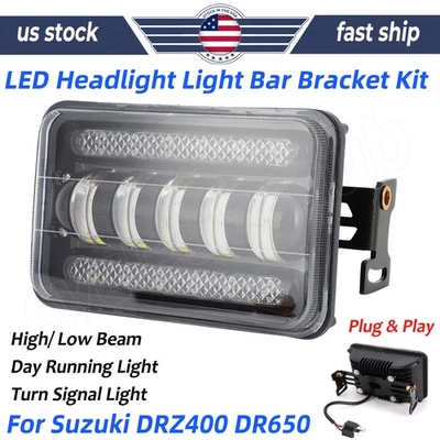 DRL LED Headlight Light Bar Bracket Kit For Suzuki DRZ400 DR650 High/ Low Beam — 第 1/4 张图片