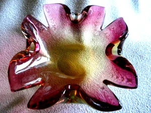 Cuenco de cristal artístico de Murano, vino brandy y oro Sunburst vintage - Imagen 1 de 12