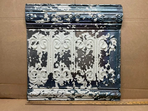 1pc 24" x 24" Full Piece Antique Ceiling Tin Vintage Reclaimed Salvage Art Craft Cover
