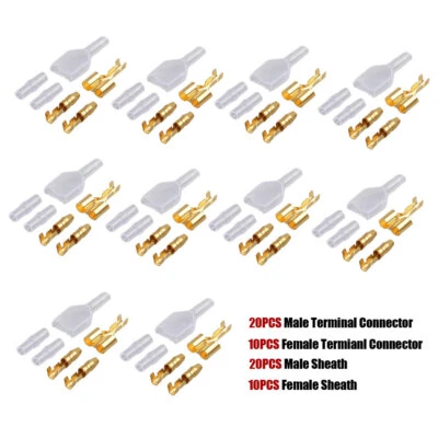 10 Set 1 Female 2 Male 4.0 Bullet Crimp Terminal Car Electrical Wire Connector - Image 1 of 4