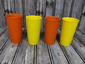 Vintage Tupperware Tumblers Cups #873 - 12oz Set Of 4 Harvest Colors Stackable - Picture 1 of 6