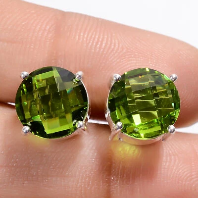 Peridot Gemstone Fashion Jewelry 925 Silver Stud Earrings 0.3" ARE-3795 - Image 1 of 3