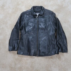 Wilsons Black Leather Coat Jacket Men's XL Full Zip Insulated Lined - Picture 1 of 11