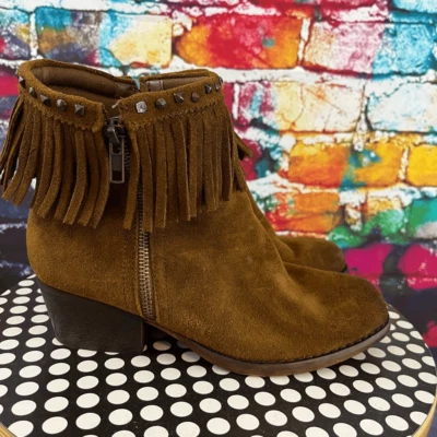 Baretraps Wendell fringed leather boots sz 6.5 Booties Side Zip Western Boho - Изображение 1 из 4
