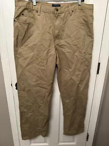 NEU SATTELBLUT KHAKI BRAUN POLYESTER GERADES BEIN KLASSISCHE PASSFORM HOSE 40x32 - Bild 1 von 4