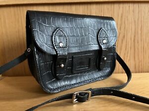 The Cambridge Satchel The Tiny Micro Bag in Black Crocodile Effect Leather