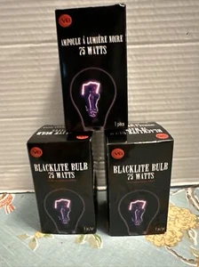 Black Light Bulb 75 Watts Lightbulb VEI Fits Standard Light Sockets Set Of 3 - Picture 1 of 6