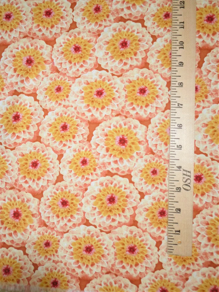 TELA FLORAL NARANJA "PRELUDE" DE WILMINGTON ESTAMPADOS UNA YARDA  Foto 1 de 1