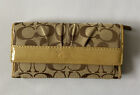 Coach Women's Canvas Leather Brown And Tan Wallet