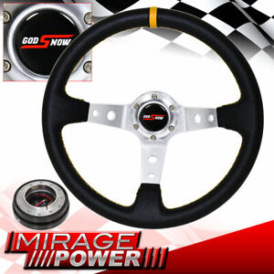 Universal Black Yellow Stitching Steering Wheel Snap Off Release Godsnow Button