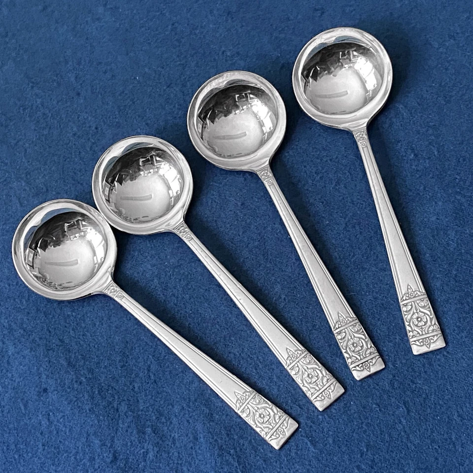 Inauguration Pattern - National Silver  Set of 4 Silver-Plate • Bouillon Spoons - Image 1 of 1
