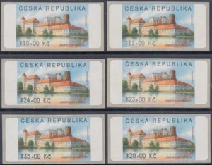 CZECHOSLOVAKIA # CZE002 CPL MNH SET of 6 MACHINE STAMPS of JINDRUCHOV CASTLE - Picture 1 of 1