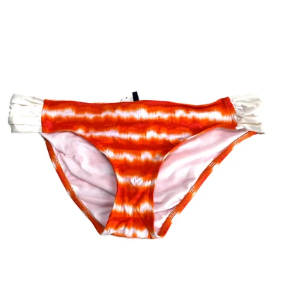Nautica bikini bottom large 14 swimsuit orange white ikat striped dyed swim - Image 1 of 4