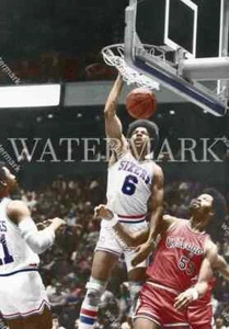 Julius Erving Dr J Drives Artis Gilmore Sixers Basketball 8x10 Colorized Photo - Picture 1 of 1