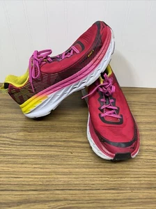 Hoka One One Bondi 5 Red Pink Mesh Running Walking  Sneakers Sz 9.5 Women’s - Picture 1 of 12