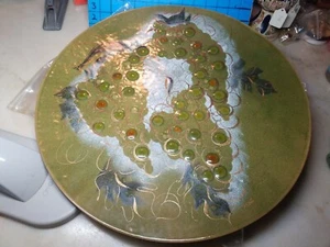 Sascha Brastoff MCM Enamel Over Copper LARGE 17.5" Wall Art Plate - Grapes - Picture 1 of 10