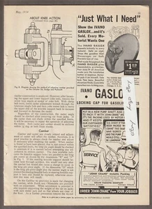 1934 IVANO GASLOX Mag. AD~GAS CAP LOCK~John CRANE METALLIC PACKING~DeWitt Hotels - Picture 1 of 2