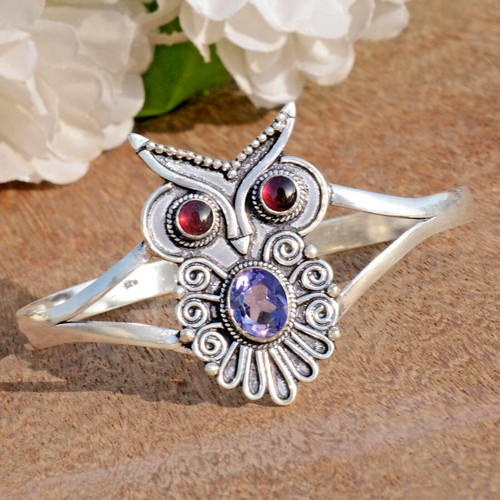 VALENTINO Bracciale in argento sterling 925 taglio ametista e pietra preziosa granato miglior regalo ragazza