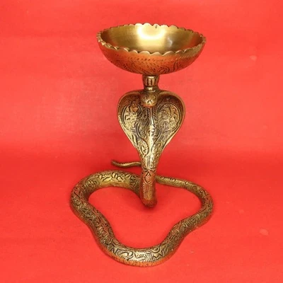 Cobra Snake Shape Figure Candle Holder Handmade Brass Incense Cone Burner Gift - Image 1 of 4