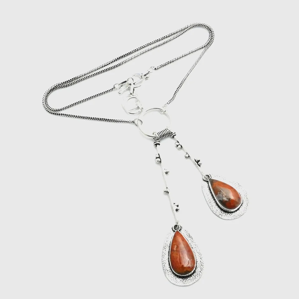 Musgo Rojo Ágata Piedras Preciosas Étnico Hecho a Mano Collar Joyería Regalo 39 Gms AN 15089 Foto 1 de 1