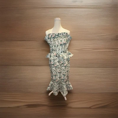 NWOTs Antonio Melani Tabitha Floral Print Strapless A-Line Midi Dress Size 10 - Image 1 of 4