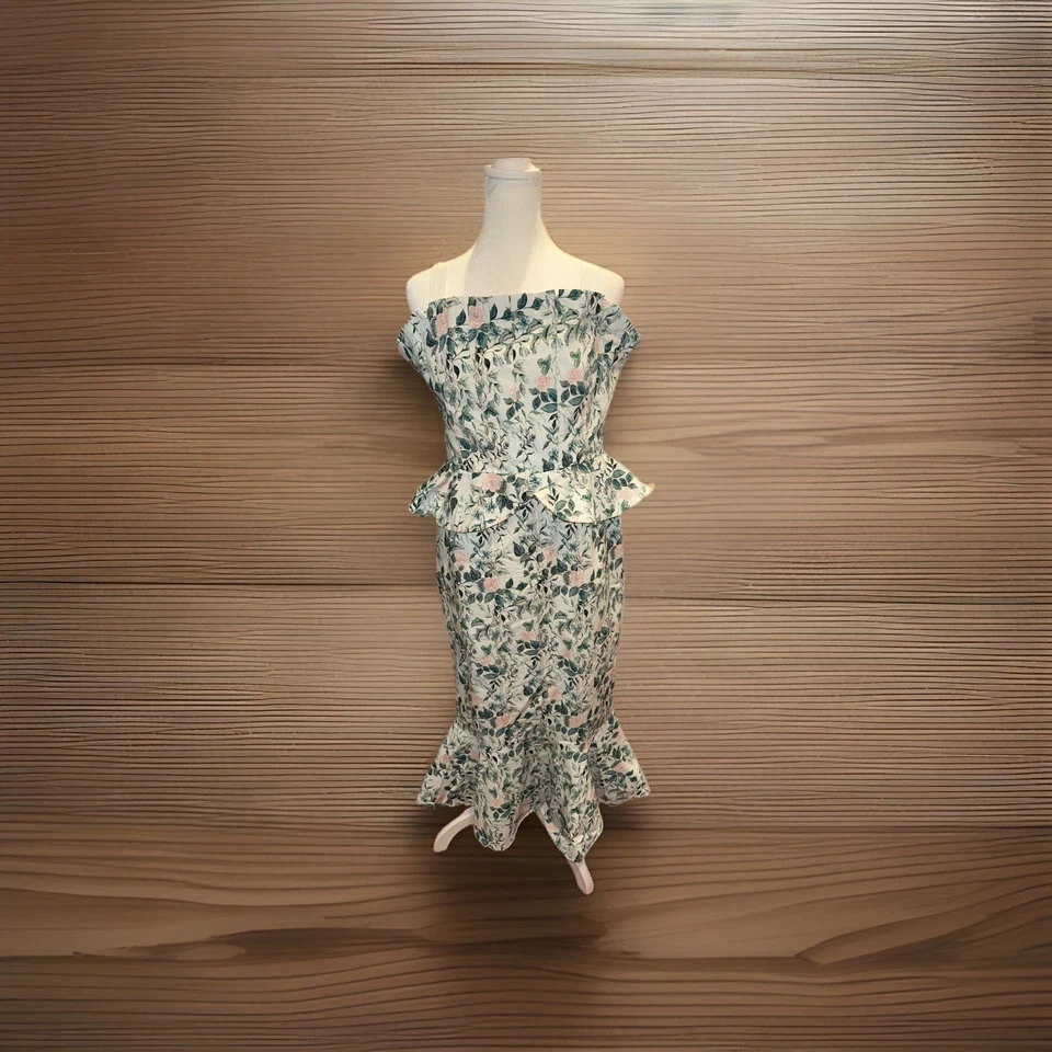 NWOTs Antonio Melani Tabitha Floral Print Strapless A-Line Midi Dress Size 10 - Image 1 of 4