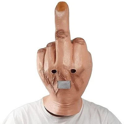 Latex Middle Finger Full Head Halloween Mask Costume Props for Masks Eye Masks - Image 1 of 4