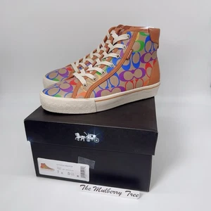 Coach CA855 Citysole High-Top Plateau Sneaker in Rainbow Signature Canvas 7 7,5 - Bild 1 von 12