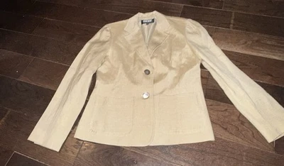 Blazer Vintage DKNY Mezcla de Lino Hecho en Italia Tostado Talla 10 Pequeño Foto 1 de 4