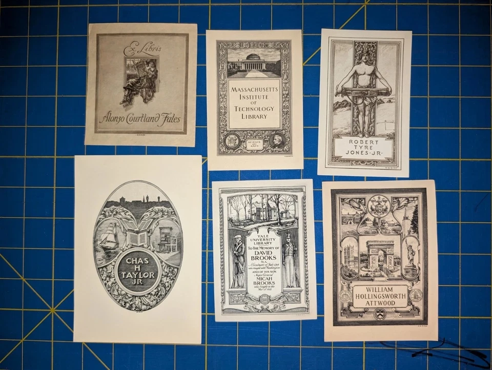 6 Ex libris  By Elisha Bird (Artist) bookplates  Foto 1 de 1
