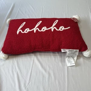 holiday style HO HO HO Pillow NWT Red  - Picture 1 of 2