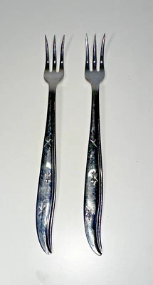 Mar-Crest CITATION Cocktail/Seafood Fork Lot 2 Forks Atomic Starburst Stainless - Image 1 of 4