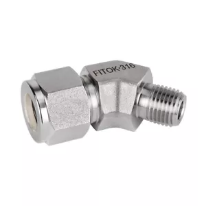 FITOK 316 SS Tube Fitting 45° Elbow 1/2 in Tube OD x 1/4 Male NPT, SS-VM-FL8-NS4 - Picture 1 of 6