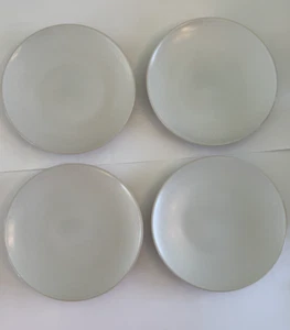 Pottery Barn 4er Set weiß grau gesprenkelt ohne Rand 11" Essteller - Bild 1 von 8